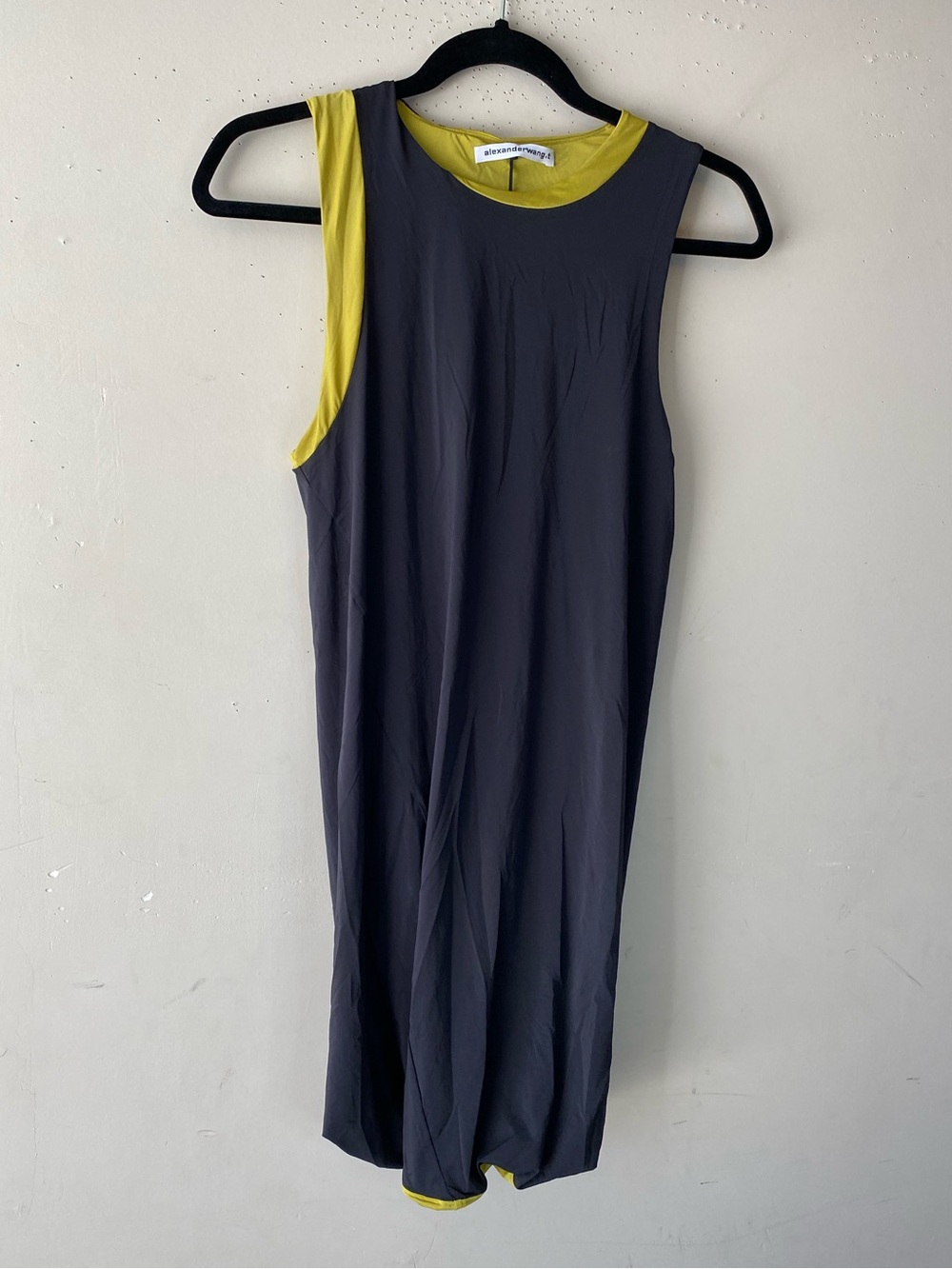 NWT Alexander Wang.T Reversible Sleeveless Swim Jersey Dress Charcoal Lime Small - Picture 4 of 13